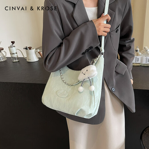 CinvaiKrose official website small c/k shoulder bag women's 2025 new tote bag light luxury niche crossbody bag women's bag green green [Mother's Day gift practical + mother +