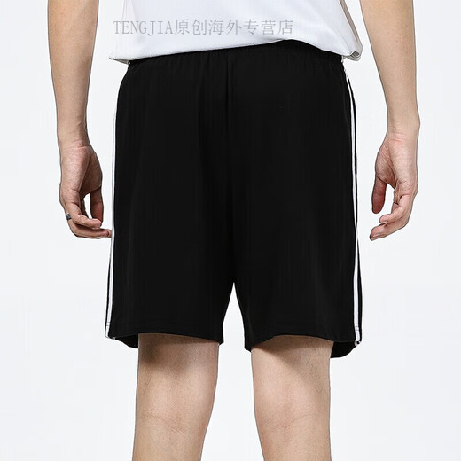 阿迪达斯 （adidas）棉短裤男士夏季针织运动裤透气三条纹休闲五分裤 IC1484  S 120-135斤