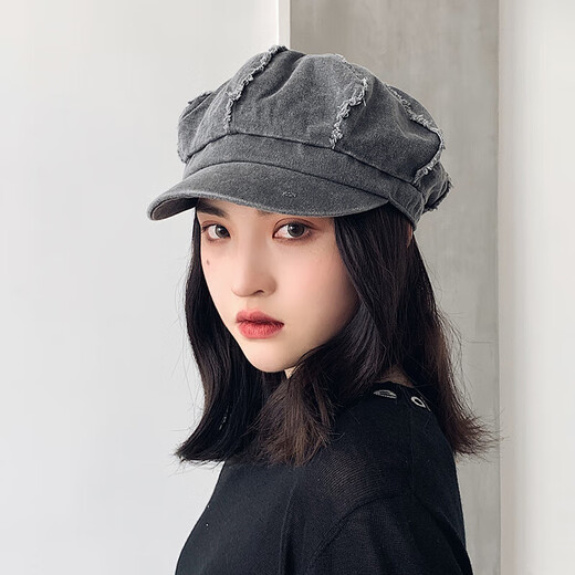 韩版新款贝雷帽子女显脸小文艺复古报童帽画家帽百搭八角帽英伦款 灰色 M
