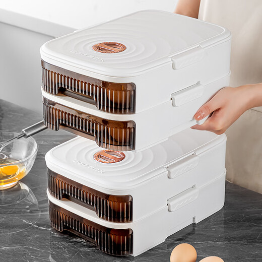 Sungsa Japanese egg storage box for refrigerator, food-grade crisper, slide-type rolling egg artifact drawer placement rack, white layer, about 21 pieces, automatic replenishment