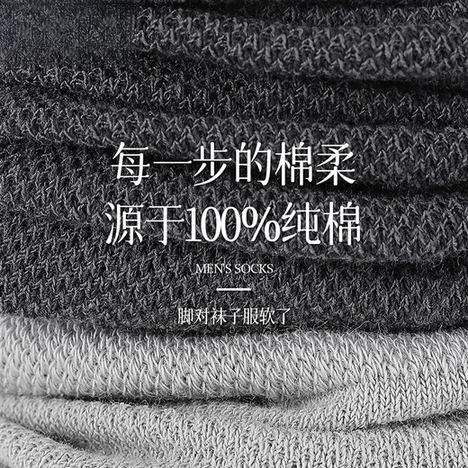 恒源祥袜子男夏季薄款100%纯棉防臭吸汗透气运动中筒袜休闲船袜 白色+浅灰+深灰+黑色+卡其+藏青 6双 均码
