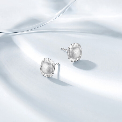 Chao Acer Bo Ya Fangyuan platinum earrings for women PT950 earrings brushed geometry as a gift for your girlfriend, priced at 290 yuan, 2.2g, one pair (free silicone ear plugs)