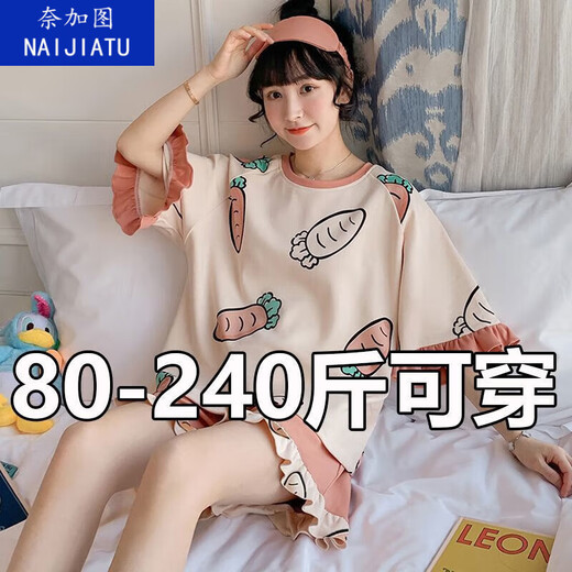 Naigatu 2023 Neue Pyjamas für Frauen im Sommer kurzärmelige Ins koreanische Version Casual Größe 200 Jin [Jin entspricht 0,5 kg] Lose Anzug kann außerhalb von 683 Blue Pa Dog 5xl getragen werden [vorgeschlagen 200-250 Jin [Jin gleich 0,5 kg]]