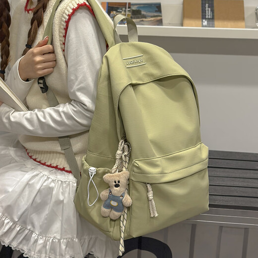 Jungle Bird Schoolbag Female Junior High School Student High School Student College Student Simple Versatile Large Capacity Small Backpack Female Computer Travel Backpack Green Blue Strap Crooked Neck Bear Large Size