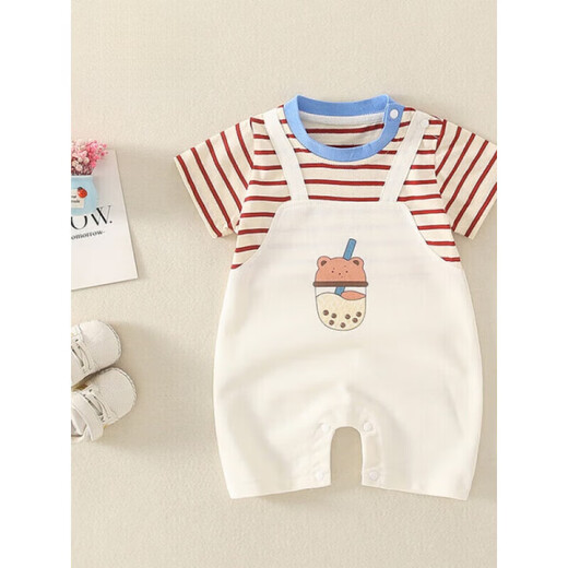 Balabala baby kurzärmelige kleidung sommer dünne baby junge sommer sommer mond neugeborene hauptmond krabbelanzug 6189 blau 66cm
