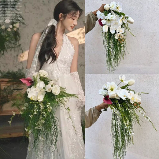 
LZJV Natural Windsen Series%7C Waterfall Holding Simulation Flower%7C: Bride Wedding Photography Props Home Desktop Flower Waterfall New Style 18
