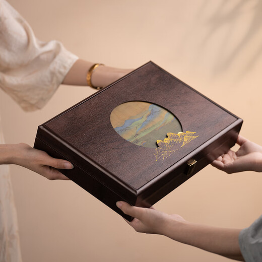 Huying Qianli Jiangshan Longyin Upgraded Four Treasures of the Study Set Elementary School Beginners' Introductory Ink Pen and Ink Paper and Inkstone Calligraphy Inkstone Ink Strip She Inkstone Pen Holder Gift Box