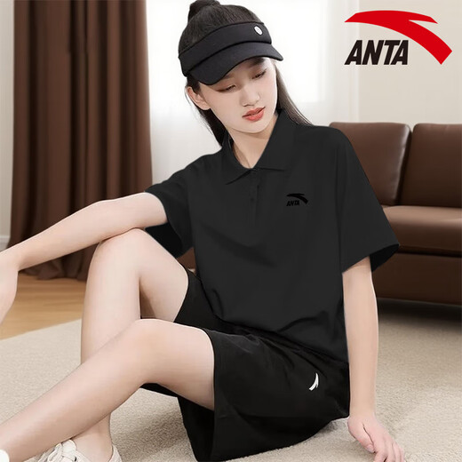 
Anta sports suit for women summer polo shirt for women short-sleeved T-shirt for women shorts for women quick-drying ice silk loose breathable casual suit pure white/black L