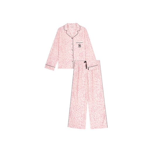 Victoria's Secret Summer home vacation Tiansi soft print cool long sleeve trousers pajamas suit women's home clothes are not easy to wrinkle 5NZY pink leopard print 11273303 S