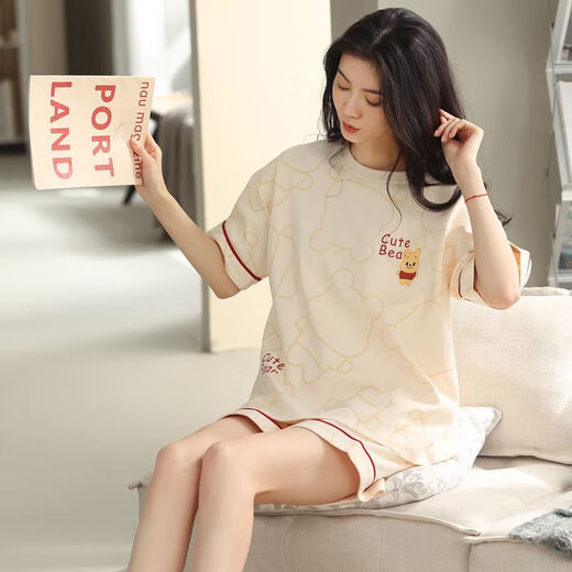 
Banana Pajamas for women in summer pure cotton shorts for women can be worn outside 2025 new cotton home clothing set 9855 M