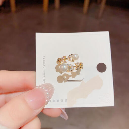 DL 1998 Chinese Valentine's Day gift pearl ring outlet 18k gold French micro-paved open micro-paved flower pearl ring (live)