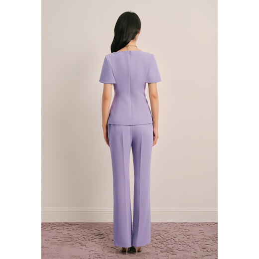 OBBLIGATO Summer Special Sweetheart Neck Diamond Button One-piece Cap Sleeve Design Top Taro Purple Women's Pants S