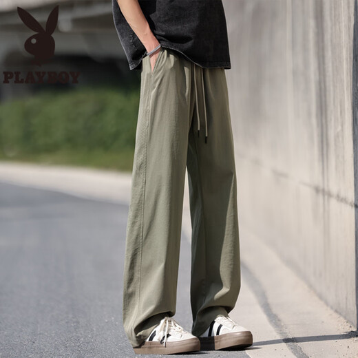 花花公子（PLAYBOY）网眼冰丝裤子男夏季凉感透气休闲工装裤男潮牌青少年速干运动长裤 K6636卡其 M (约90~110斤可穿)