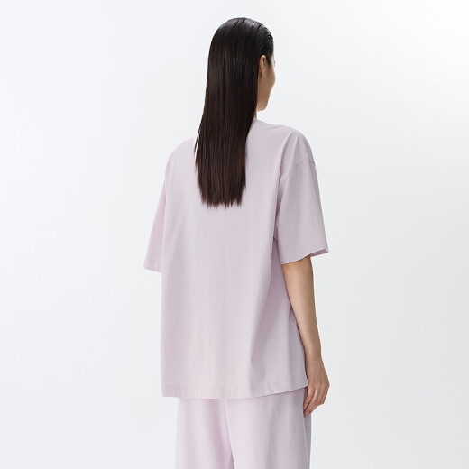 Jiangnan Buyi (JNBY) [same style in the mall] 25 Spring New T-shirt for Women's Fun Cat Print Loose Round Neck Middle Sleeve 5P2112550 671/Gray Powder M