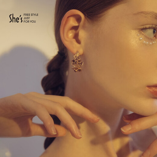 She s Qianzi handmade light luxury fashionable oil drop earrings Van Gogh iris flower earrings female birthday gift for girlfriend