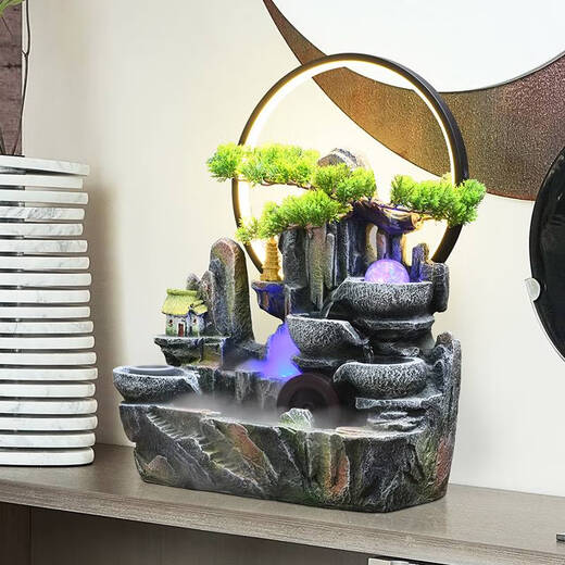 Yonghuan Rockery Fließende Wasserschmuck zirkulieren Wasser rotierender Ball Wohnzimmer Fengshui Rad High Mountain Water View Luftbefeuchter Eröffnungsgeschenk 9930 großer gewöhnlicher Modell