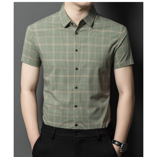 Gy Yagel Herren Sommer kurzärmeliges Hemd Casual Plaid Anti-Falten-Dünn-Hemd halbärmelig 19-2 Orange 2xl 180 [150jin [Jin entspricht 0,5 kg] -165jin [Jin gleich 0,5 kg]]]