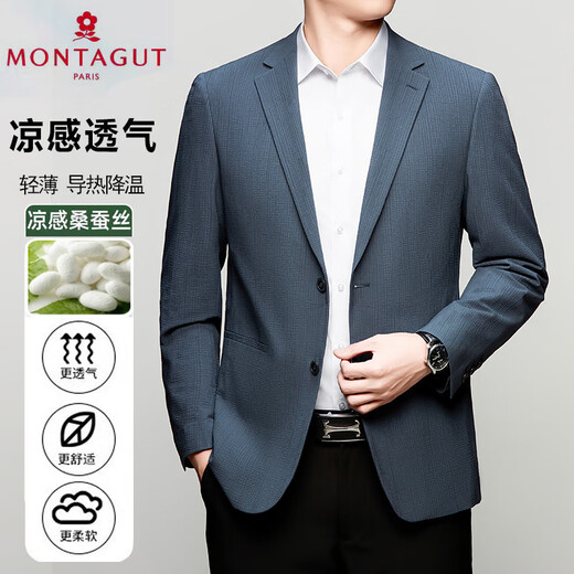 Mengtejiao Mengtejiao Casual Suit Men 2025 Spring delgada Mulberry Silk Top Formal Traje Jacket Men Gray 9930 M 170/Sugirió 100-115Jin [Jin equivale a 0.5 kg]