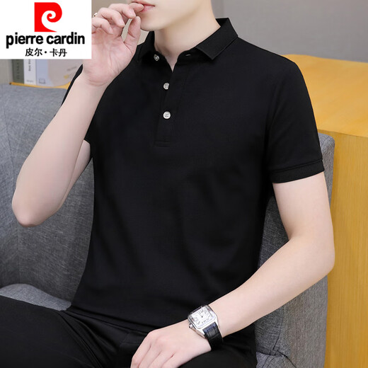 Pier Cardin Solid Color T-Shirt Herren Revers kurzärmeliges Polo-Hemd mittleren Alters und jung