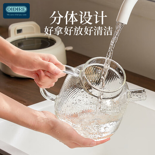 OIDIRE (Odd) all-glass health kettle, flower tea kettle, glue-free tea kettle, tea boiler, office constant temperature health kettle, kettle, electric kettle, stew, intelligent heat preservation, 1L ODI-HC03 flower tea health kettle with filter
