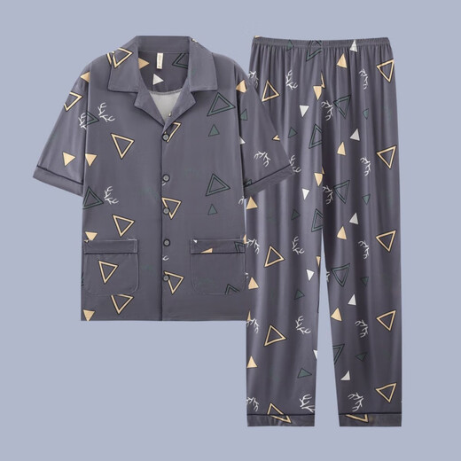 QLTQZQ Herren Pyjamas Herren kurzärmeliger Sommer Dünne Baumwolle Teenager Pyjamas Herren Plus Size Frühling und Sommerkleidung G3884 Blau (kurzärmelig) 175 l [Empfohlen 100-120 Jin [Jin gleich 0,5 kg]]