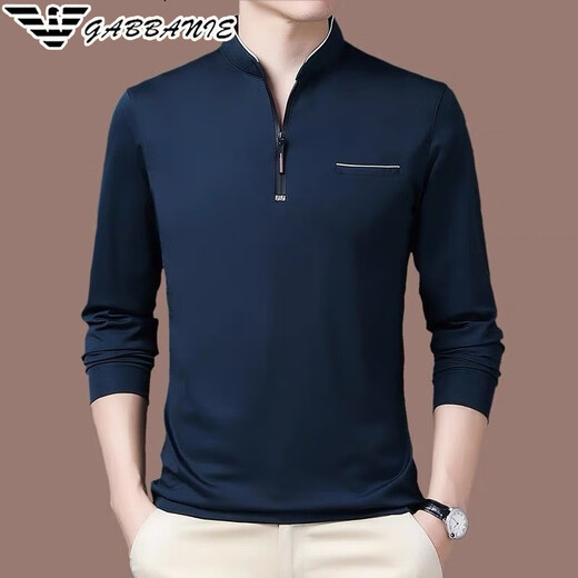 Falamone Armani Herren langärmelige Stand-Collar-T-Shirt High-End Business Cason Cotton Sweatshirt Spring Neues Basishemd Trend GA/6625 Rose Red Plüsch S 165/84a