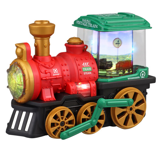 Children's Electric Steam Spray Train 1-3 Jahre alt 2 Jungen Licht Musik 4 frühe Bildung Baby Girl Toys Retro Spray Train (Green) Ladung Version