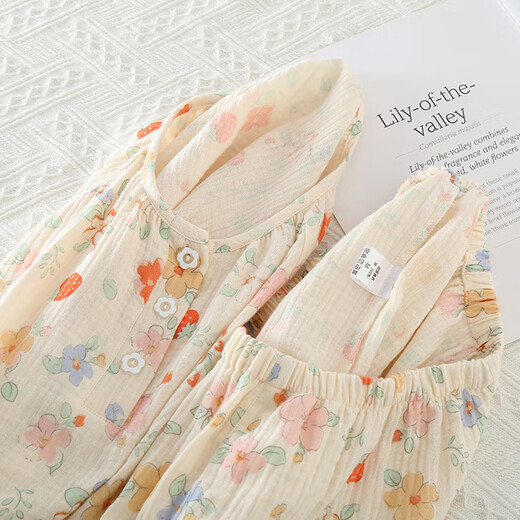 Gujin 25 ans Pyjama féminin de nouveau coton pur pour les femmes Confort des pantalons à manches longues pour vêtements de plein air