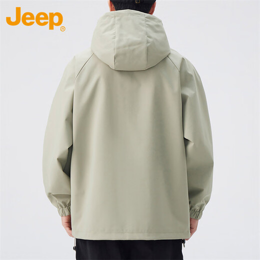 Jeep (JEEP) Jacket Men's Autumn and Winter Loose Jacket Men's Hooded Casual Clothing Men's Gray Green XL
