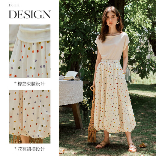 
Olrain Ouruier Point Flower Blossom Skirt Colorful Skirt Rubber Tightening Skirt Women's Summer 2025 New Skirt Polka Dot M 160/68A/M