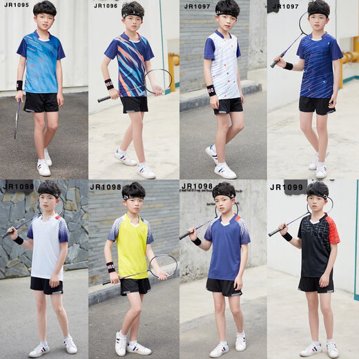 儿童羽毛球服男童训练服乒乓球衣女孩速干运动套装网球服上衣夏季 jr1098白色套装 130