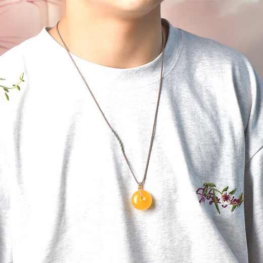 A Thousand Years Jade Chicken Oil Yellow Beeswax Peace Buckle Pendant Chinese Style Sweater Chain Meaning Peace and Perfection One-foot Gold Top Bead QZH3333i 6.57g
