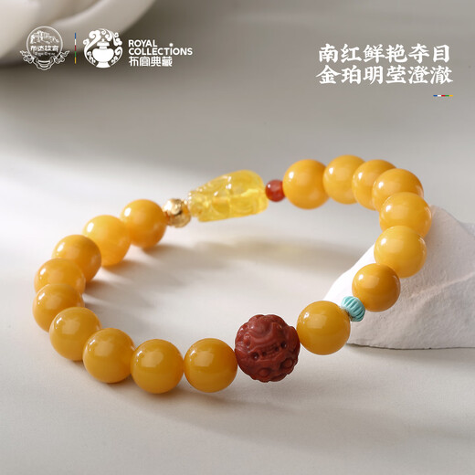 Potala Palace beeswax single circle bracelet 925 Yinchuan material Nanhong Pixiu gold amber bracelet for men and women as a birthday gift for boyfriend