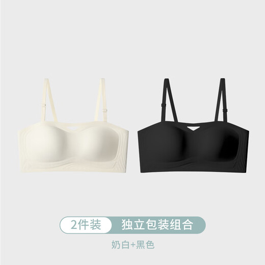 Duoduo Cotton Duoduo Cotton Underwear for Women Unslip Collected Invisible Strap No marks Summer Thin Removable Shoulder Strap Beautiful Back Bra Milk White + Black M Suitable for 80-105Jin [Jin equals 0.5 kg]