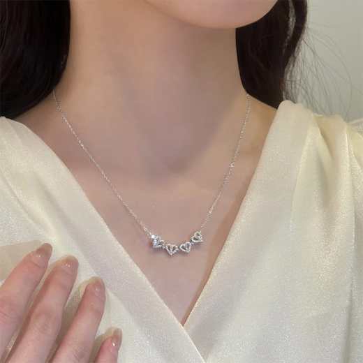 AIF love four-leaf clover sterling silver necklace women's light luxury high-end pendant Valentine's Day birthday gift for girlfriend and wife four-leaf clover love necklace + romantic rose gift box