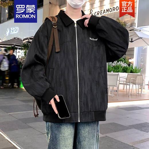 
ROMON jacket men's spring and autumn 2025 new jacket thin tops for teenagers casual workwear K15832 denim blue M