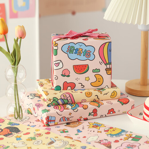 DOROCH cartoon wrapping paper 6 pieces New Year gift kindergarten Spring Festival activity gift wrapping bag book paper flowers