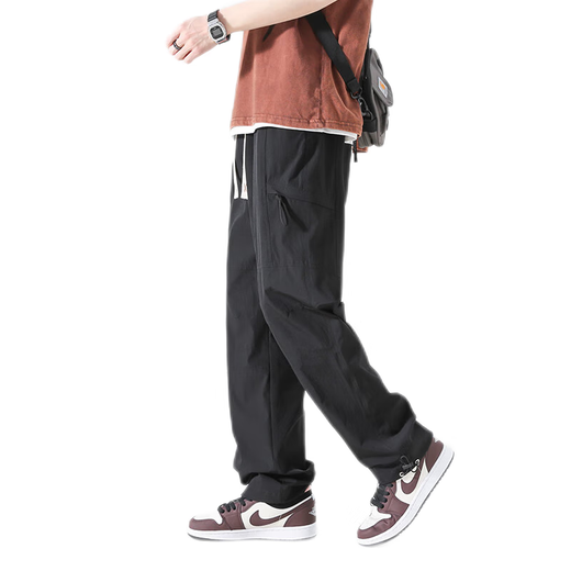 Jean-vis Sommer dünne Ice Seide Schnelltrockne Sport und Freizeithose Herren-Gerade-Leg-Design 9221 Khaki M.