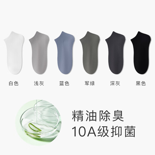 Chaussettes pour hommes modaux chaussettes de bateau en couleur masculine pour hommes chaussettes minces d'été pour hommes, chaussettes courtes masculines en blanc + gris clair + bleu + vert militaire + gris foncé + 6 paires une taille 39-44