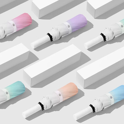 Gradient umbrella, sunny or rainy, large reinforced folding parasol, UV men's and women's sun umbrella, fully automatic, 60-bone gradient salt system - sea salt blue, fully automatic