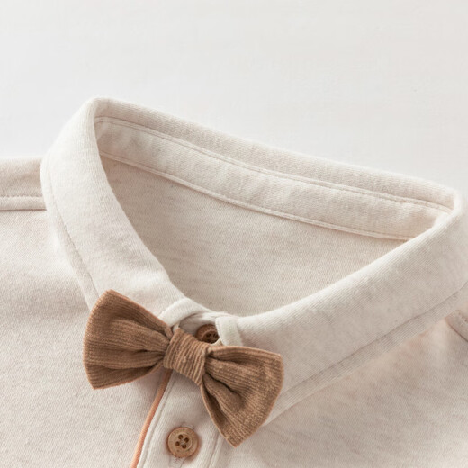 DAVE&BELLA pure cotton boys' shirts, college style children's long-sleeved shirts, spring clothes, new children's tops, boys' baby clothes, light khaki, in stock, 80 cm (recommended height 73-80cm)