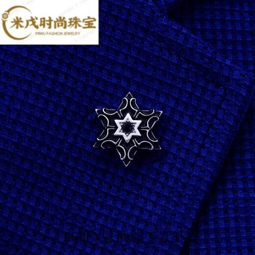 SNQP men's brooch suit brooch plated with platinum navigator polestar gold silver retro collar silver platinum polestar brooch + cufflink cover