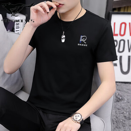 
Seven Wolf Modal Cotton Ice Wire Breathable Men's Short Sleeve T-shirt Summer New Quick Dry High-end T-shirt Top Men 1421 White M 100Jin [Jin equals 0.5 kg]-110Jin [Jin equals 0.5 kg]