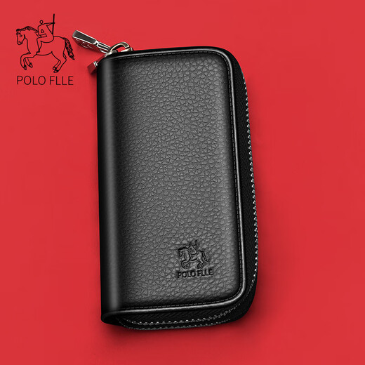 Cobia Paul Key Sac Men's Greil Leather 2025 Nouveau sac de rangement de grande capacité Multi-fonction porte-clés de voiture de voiture deux-en-un noir