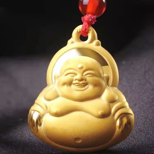 MHFDO Old Phoenix Maitreya Buddha Pendant Good Luck, Good Luck and Safe Delivery for Elderly Gifts Long Luck Sand Gold Necklace for Mom 3.283g Soon to be sold out Buy now