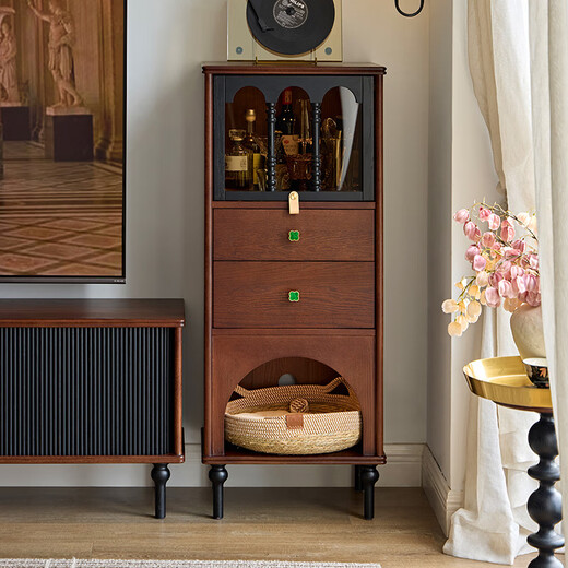 Calvary French retro living room TV side cabinet bookcase display cabinet sofa upright cabinet storage drawer mid-century style Hogwarts tipping cabinet
