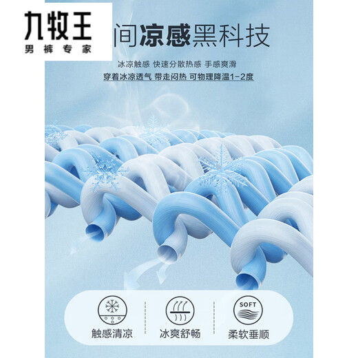 九牧王男士裤子夏季薄款2025新款天丝直筒裤宽松休闲男裤潮牌牛仔裤男款 1048蓝色+1048蓝色 薄款 M 【90-115斤】
