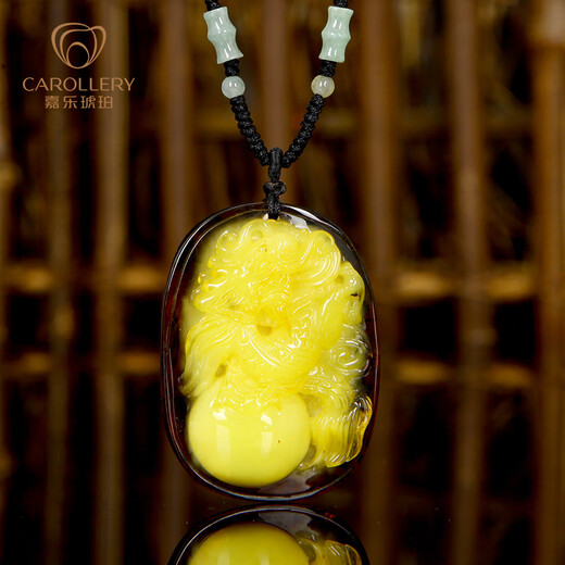 Jiale beeswax pendant for men and women with leather dragon, rich and auspicious pendant amber beeswax necklace pendant birthday gift