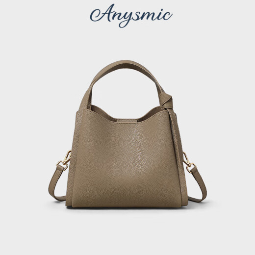 Anysmic Bag Damenbeutel leichte Luxus luxuriöse High-End-Marke Handtasche Frauen Eimer Tasche 2025 Neues echtes Leder One-Shoulder Crossbody Body Damen-Elefantengrau