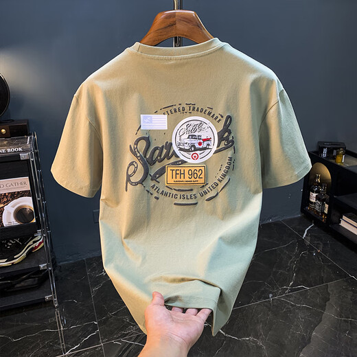 JEEP SPIRIT夏季高端短袖男2025年新款潮流印花T恤上衣高支新疆棉宽松体恤衫 白色 【JSW9906】 M 适合90-108斤穿